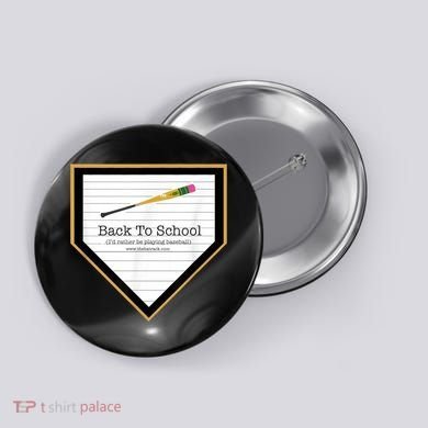 Baseball Back To School Home Plate Back To School Button