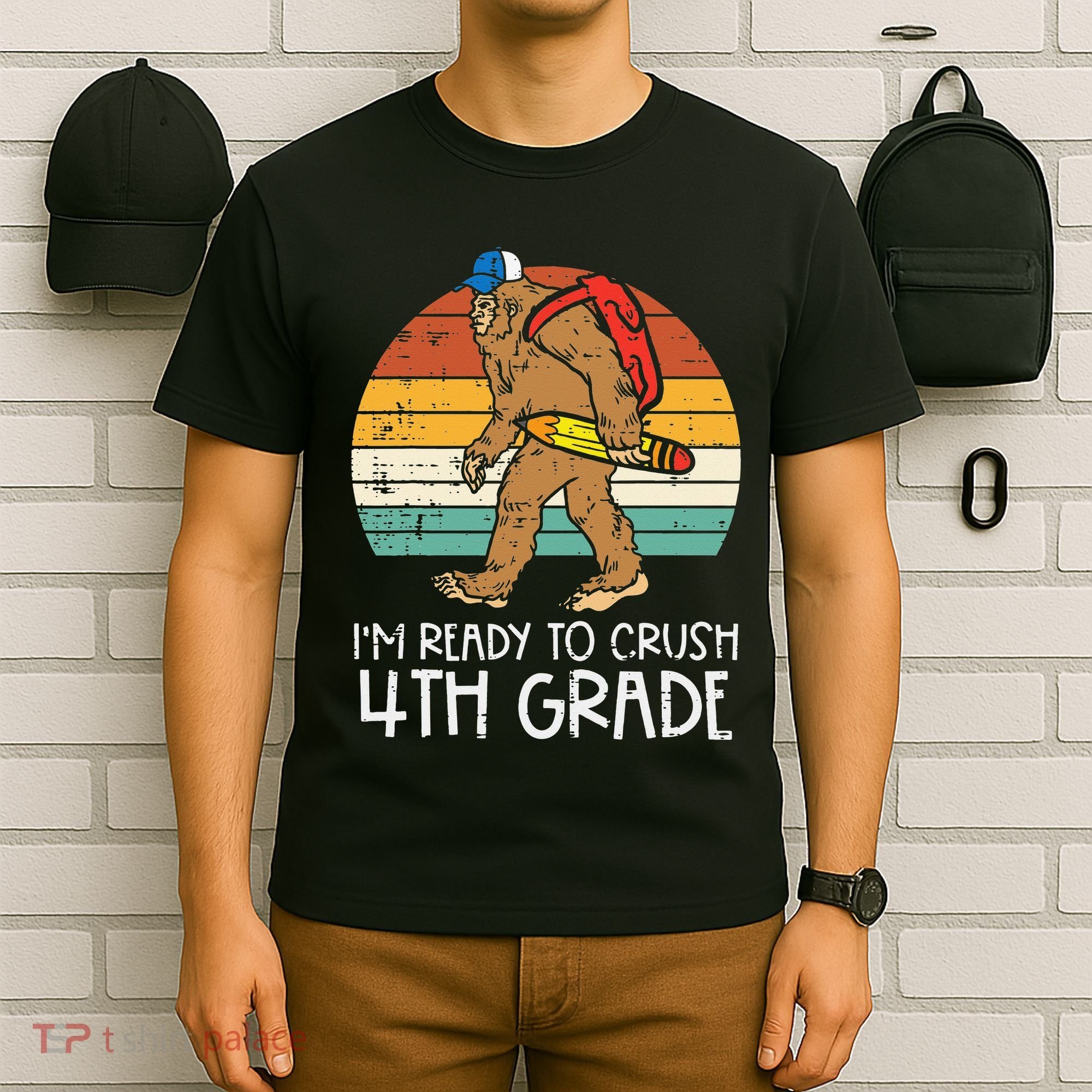 Bigfoot Back to School Ready to Crush Fourth Grade T-Shirt