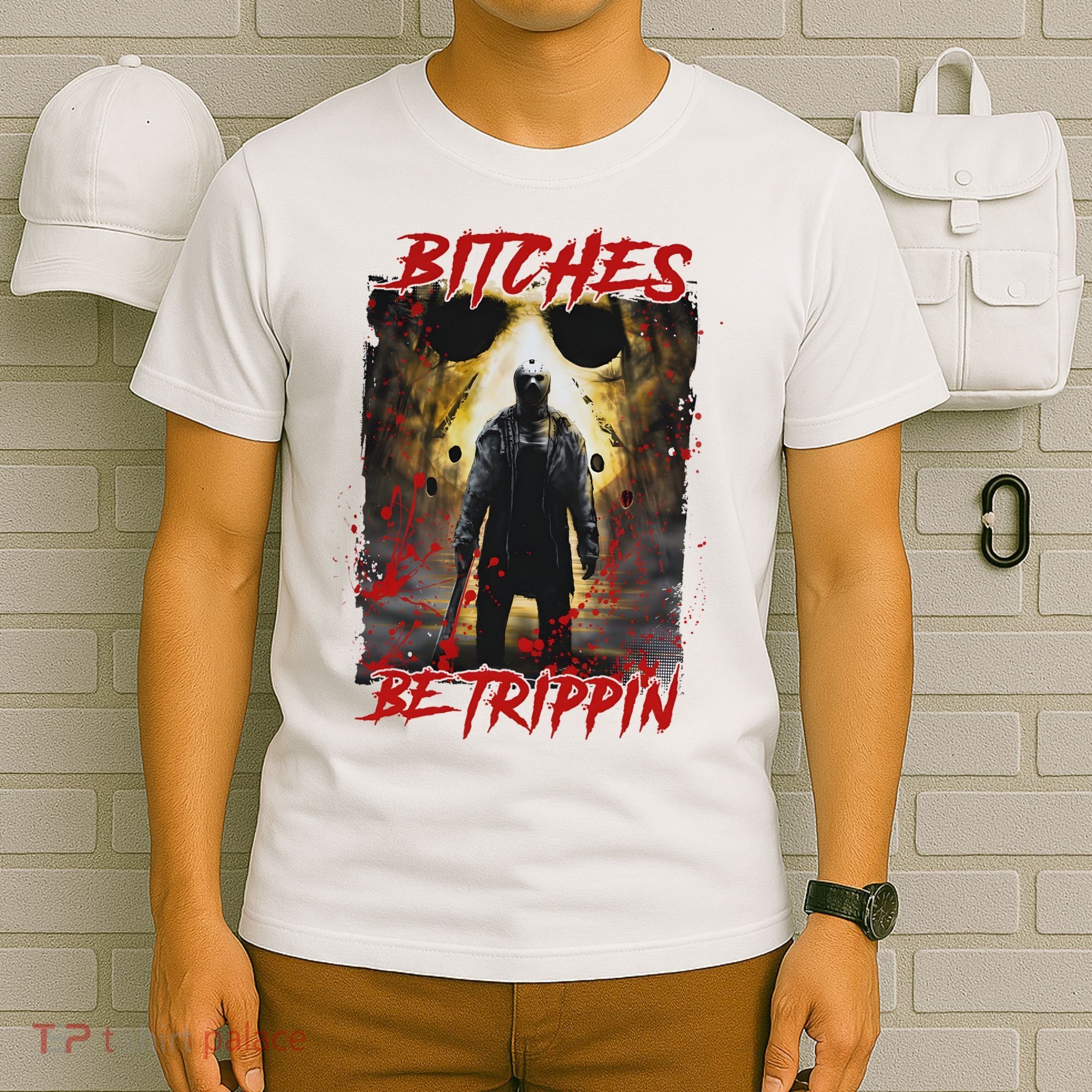 Bitches Be Trippin Horror Character Halloween T-Shirt