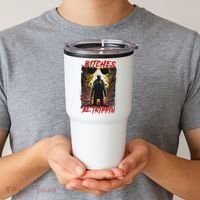 Bitches Be Trippin Horror Character Halloween Tumbler thumb 2