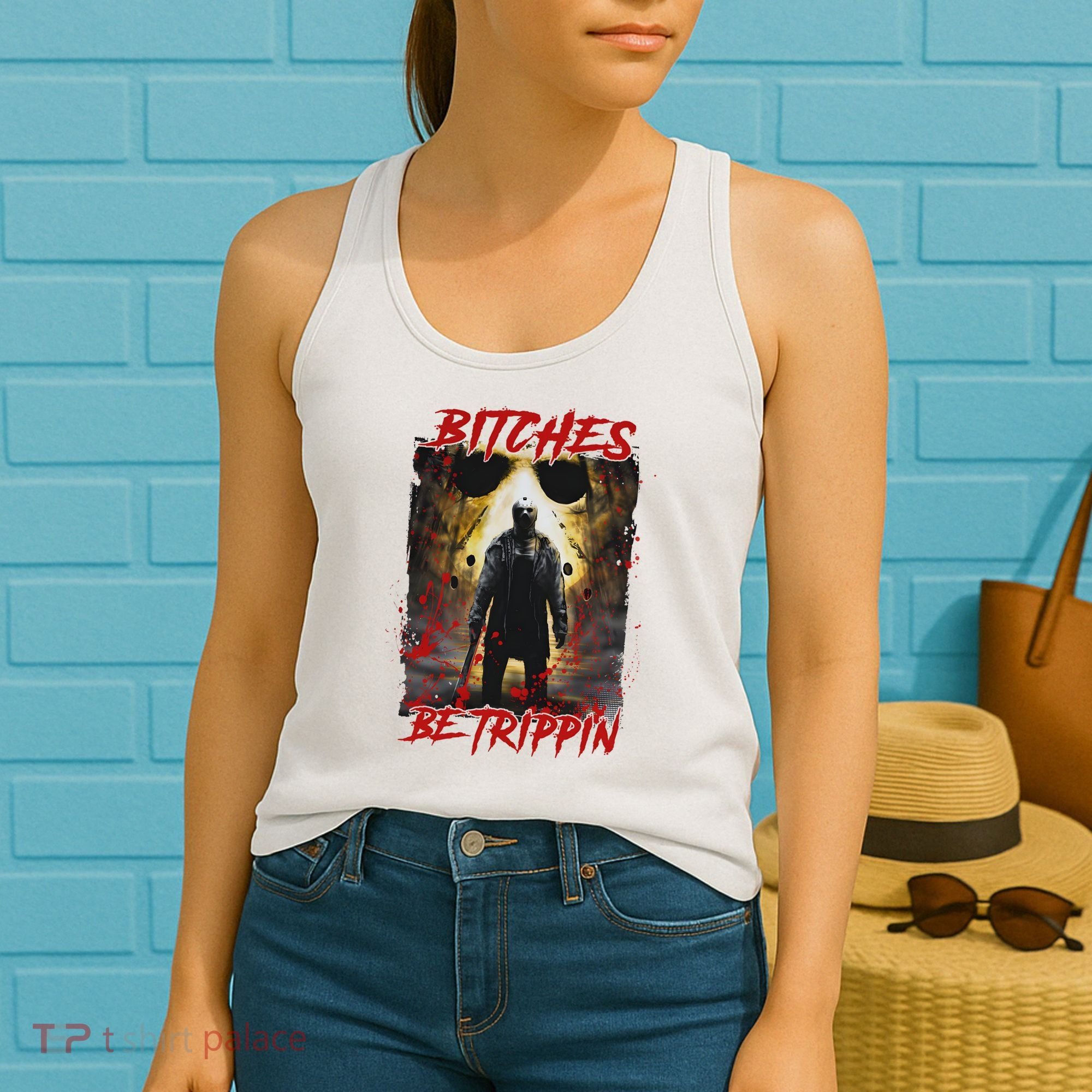 Bitches Be Trippin Horror Character Halloween Women's Tank Top