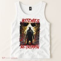 Bitches Be Trippin Horror Character Halloween Tank Top thumb 2