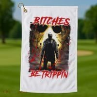 Bitches Be Trippin Horror Character Halloween Golf Towel thumb 1