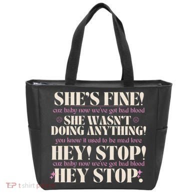 Bad Blood TS Yells At Security Guard Version Shes Fine Baby Now Tote Bag