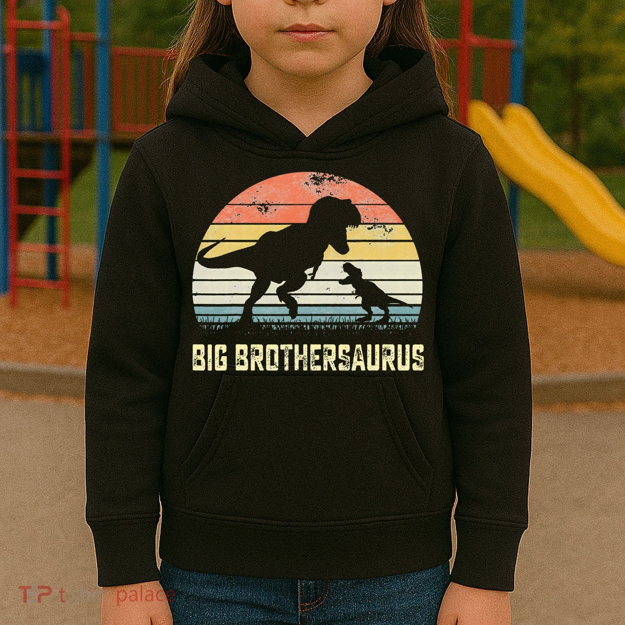 Big Brothersaurus T Rex Dinosaur Big Brother Saurus Family Kids Hoodie