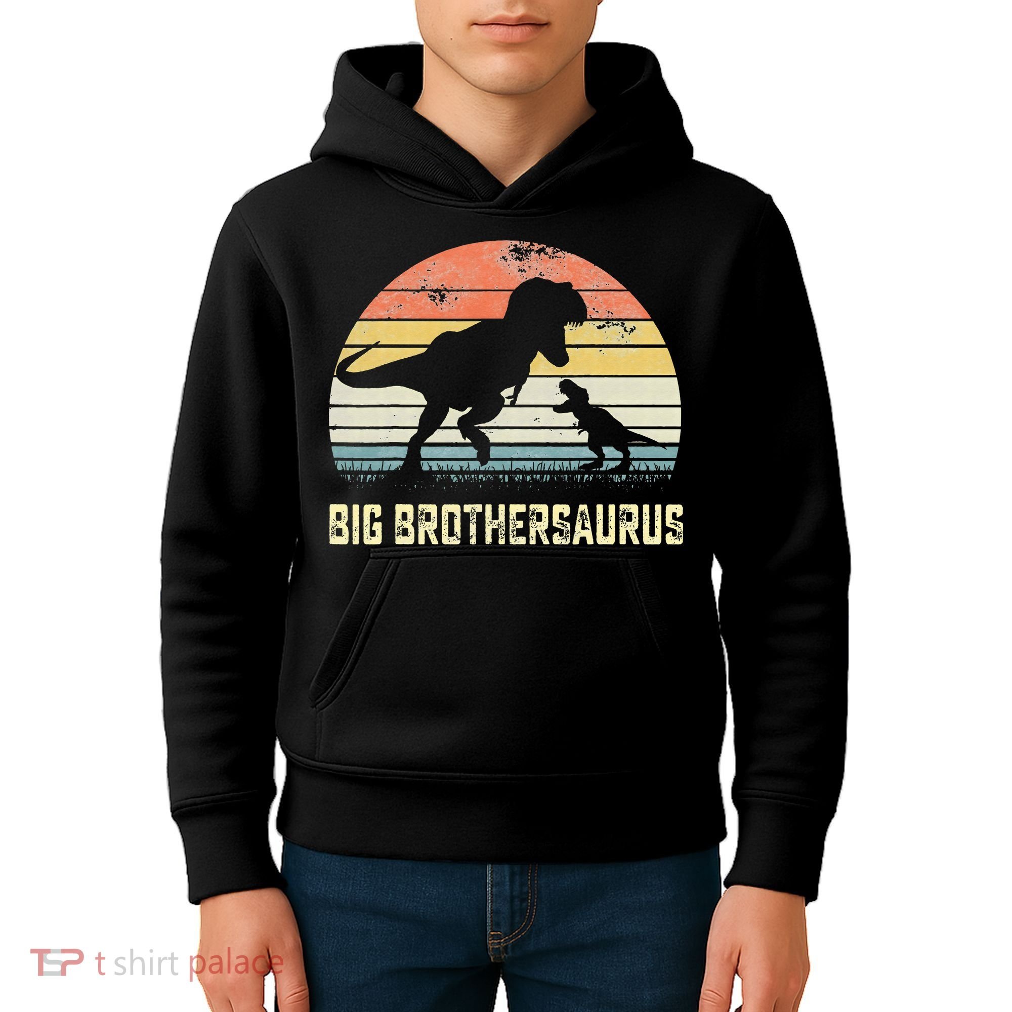 Big Brothersaurus T Rex Dinosaur Big Brother Saurus Family Kids Hoodie