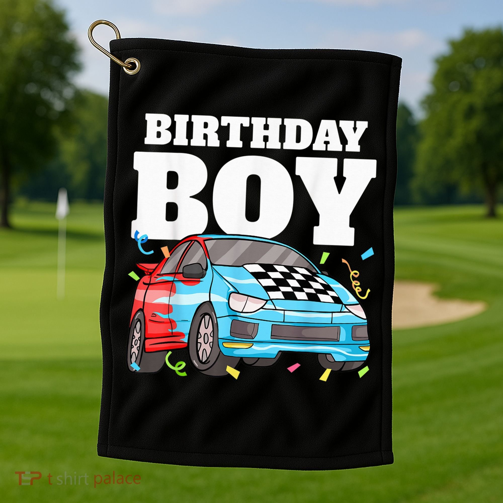 Birthday Boy Toddler Race Car Racing Car Driver Theme Golf Towel
