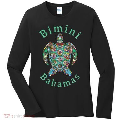 Bimini, Bahamas Tribal Turtle Gift Women's Long Sleeve Shirt
