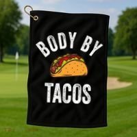 Body By Tacos Funny Cinco De Mayo Mexican Party Golf Towel thumb 1