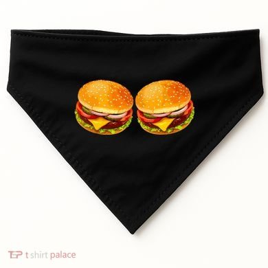 Big Boobs Two Big Hamburger Titty Boobie USA-Made Doggie Bandana