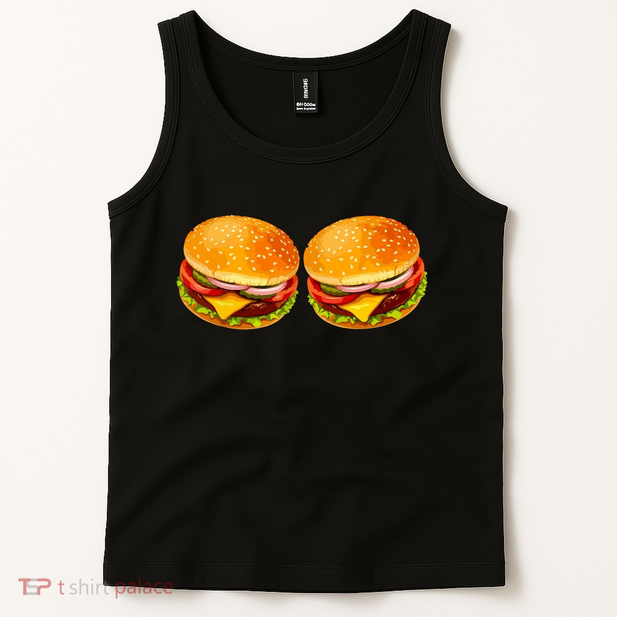 Big Boobs Two Big Hamburger Titty Boobie Tank Top