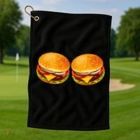 Big Boobs Two Big Hamburger Titty Boobie Golf Towel thumb 1