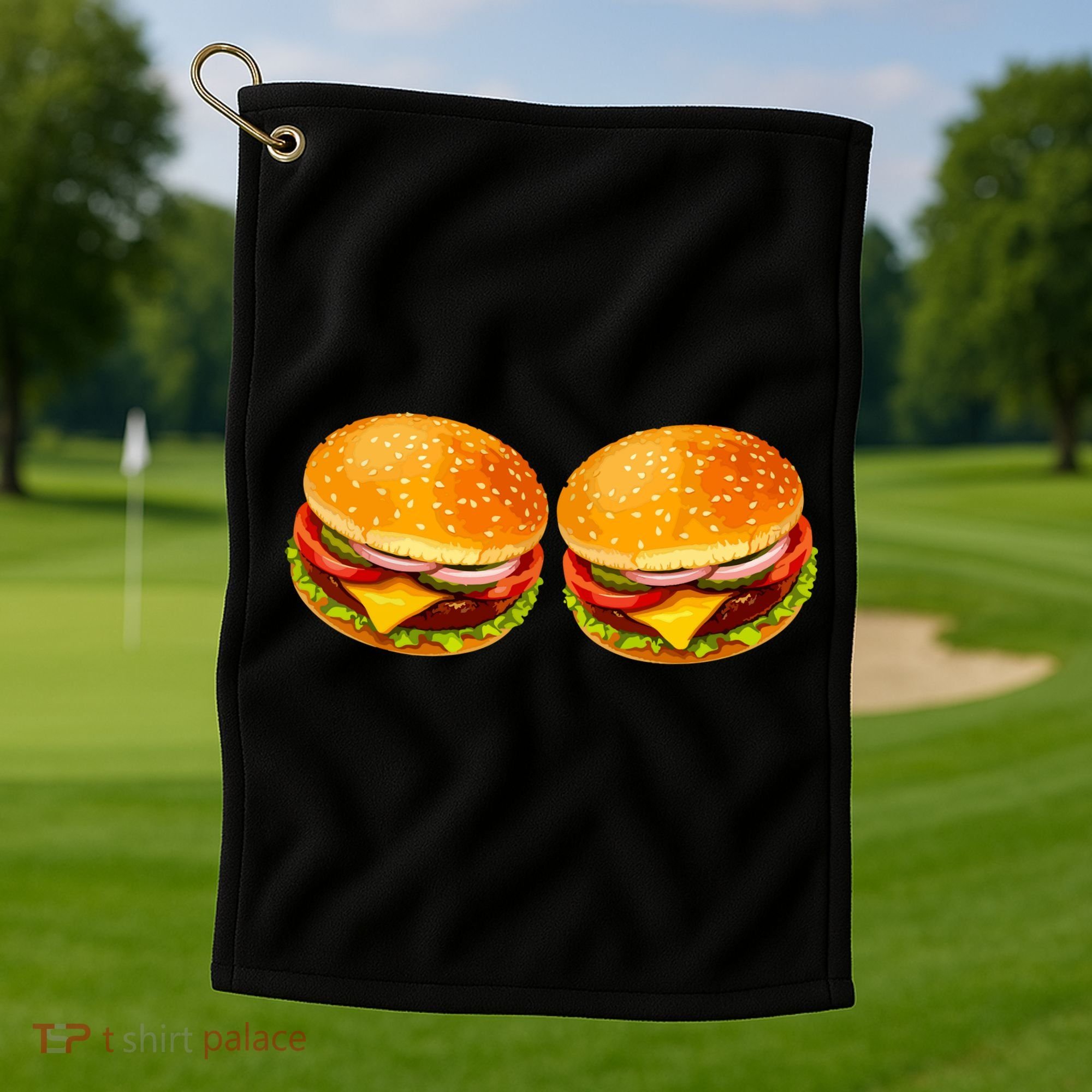 Big Boobs Two Big Hamburger Titty Boobie Golf Towel