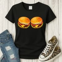 Big Boobs Two Big Hamburger Titty Boobie Women's T-Shirt thumb 3