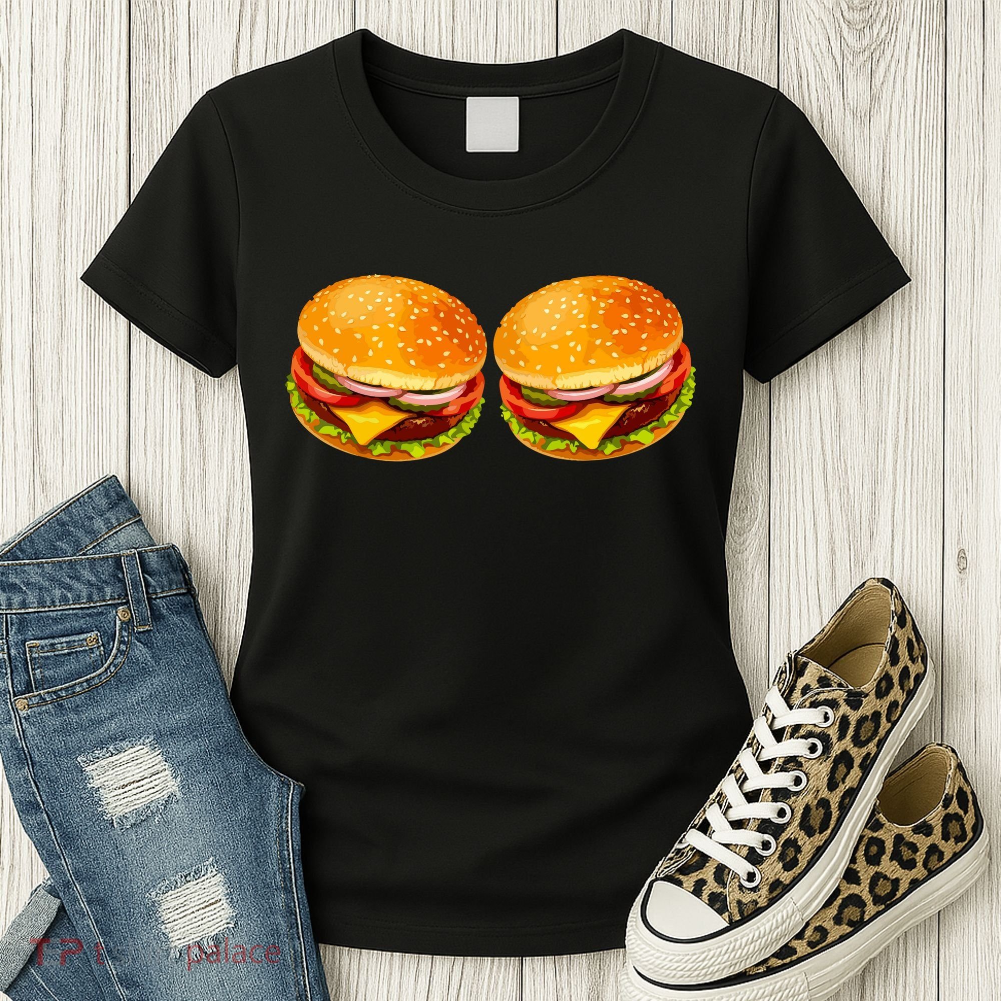 Big Boobs Two Big Hamburger Titty Boobie Women's T-Shirt