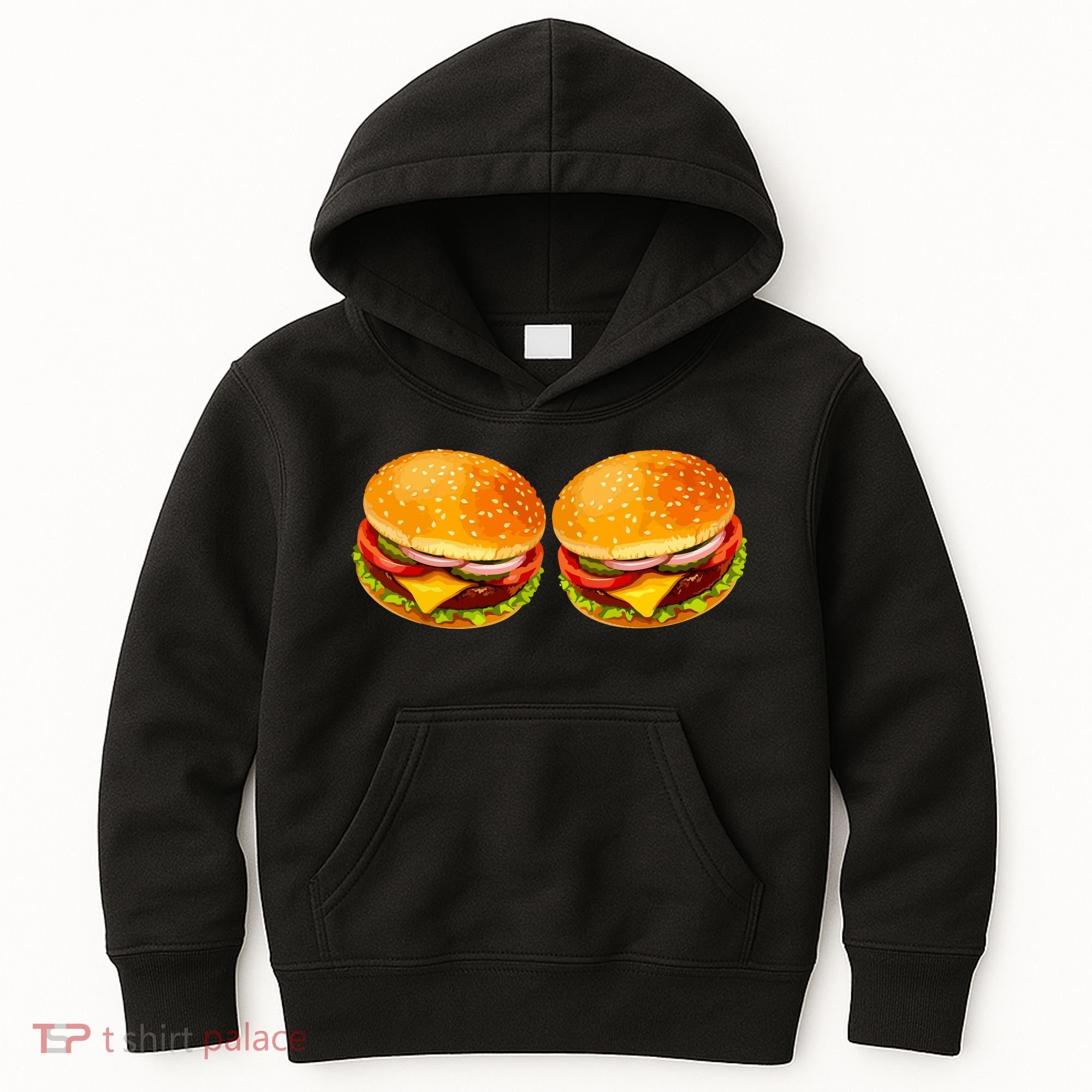 Big Boobs Two Big Hamburger Titty Boobie Kids Hoodie