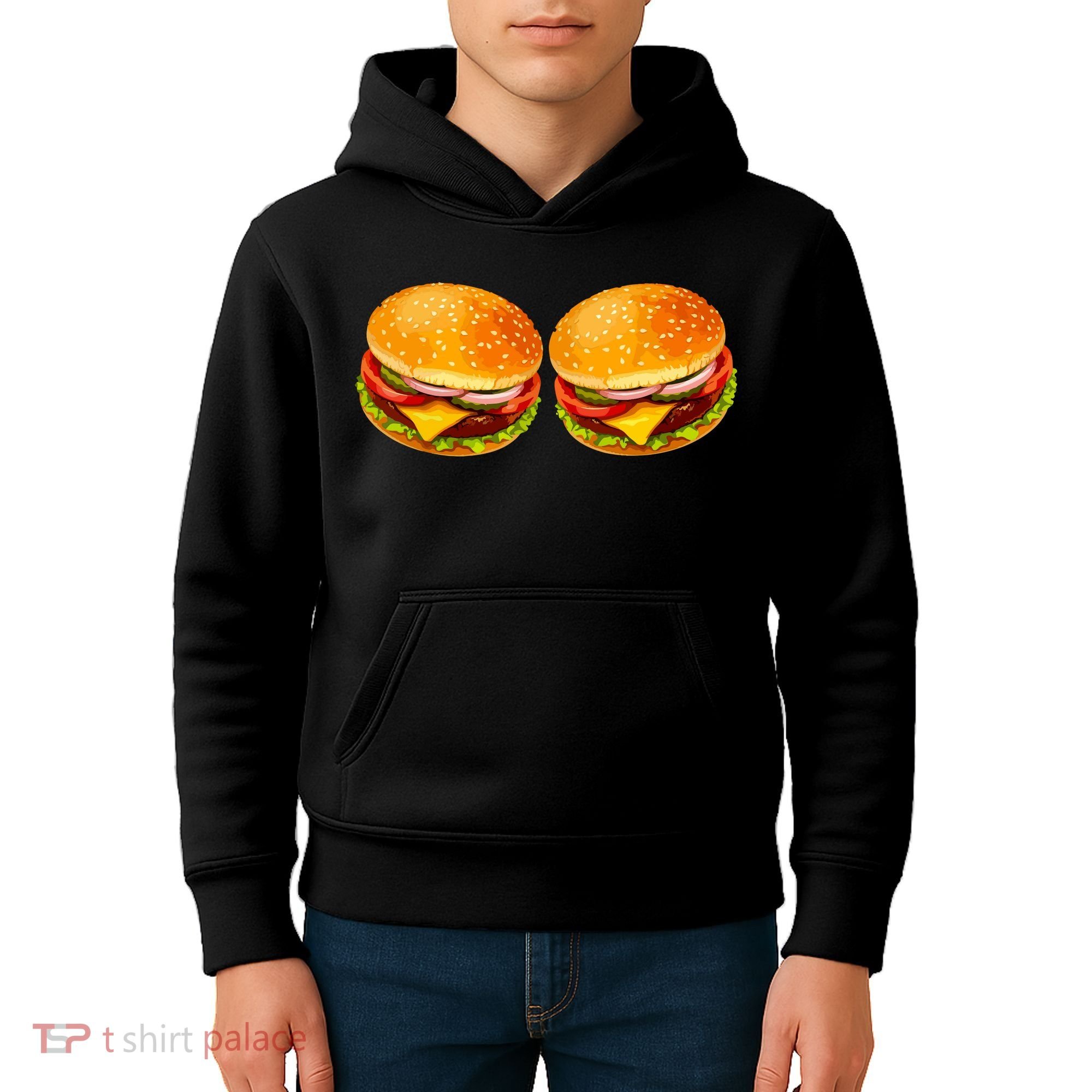 Big Boobs Two Big Hamburger Titty Boobie Kids Hoodie