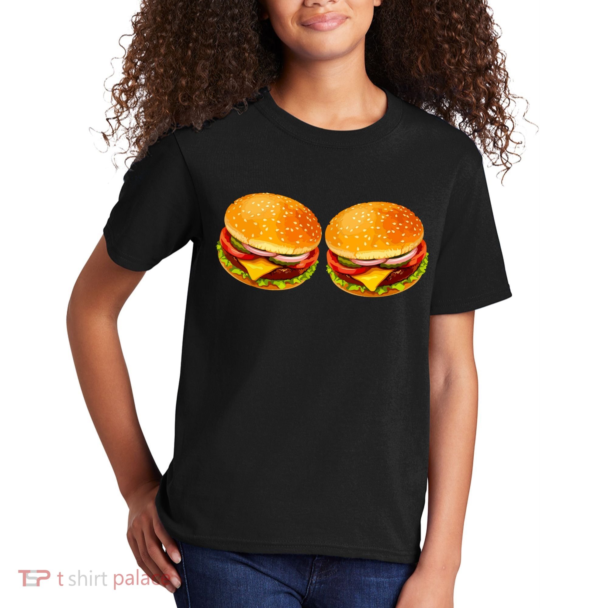 Big Boobs Two Big Hamburger Titty Boobie Kids T-Shirt