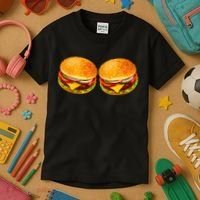 Big Boobs Two Big Hamburger Titty Boobie Kids T-Shirt thumb 3
