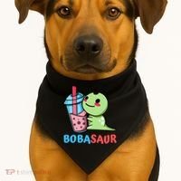 Bobasaur Bubble Tea Boba Dinosaur Kawaii Cute Dino Pun USA-Made Doggie Bandana thumb 1