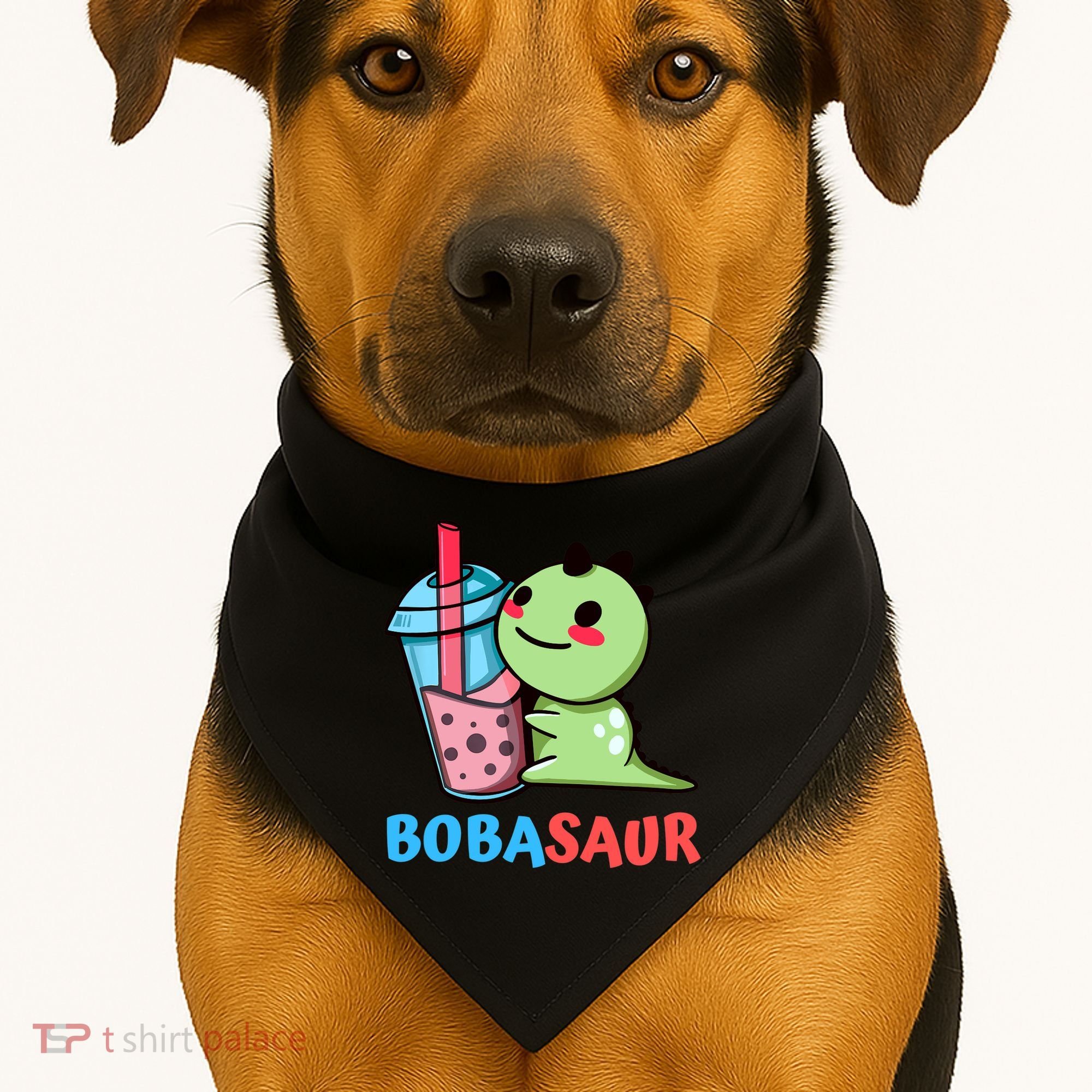 Bobasaur Bubble Tea Boba Dinosaur Kawaii Cute Dino Pun USA-Made Doggie Bandana