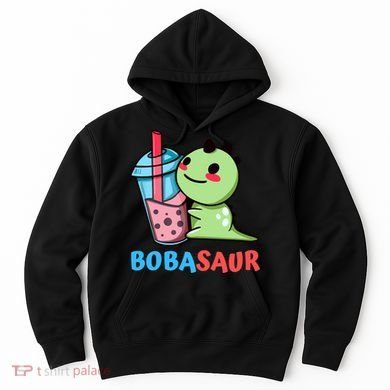 Bobasaur Bubble Tea Boba Dinosaur Kawaii Cute Dino Pun Hoodie