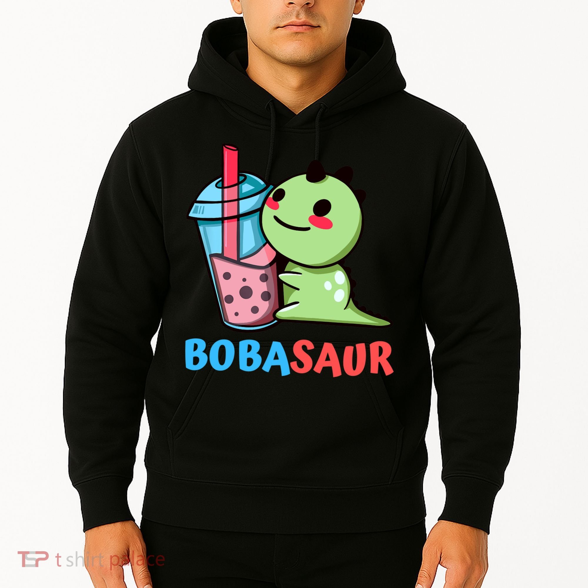 Bobasaur Bubble Tea Boba Dinosaur Kawaii Cute Dino Pun Hoodie