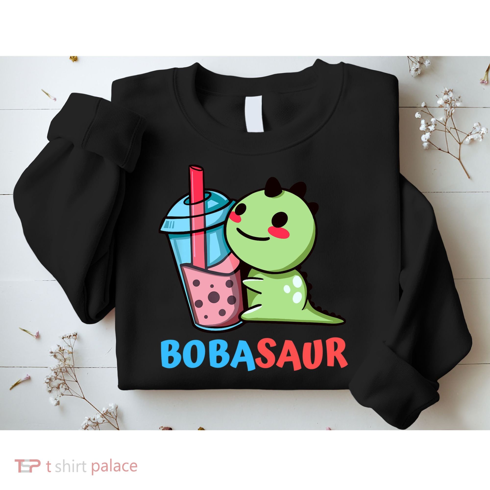 Bobasaur Bubble Tea Boba Dinosaur Kawaii Cute Dino Pun Sweatshirt