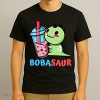 Bobasaur Bubble Tea Boba Dinosaur Kawaii Cute Dino Pun T-Shirt thumb 3
