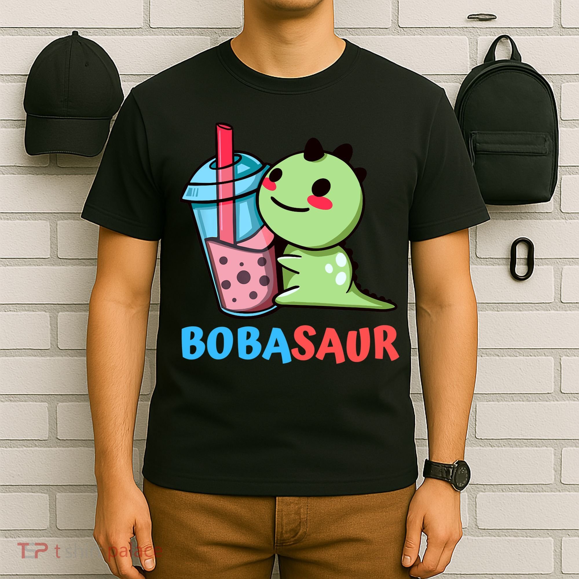 Bobasaur Bubble Tea Boba Dinosaur Kawaii Cute Dino Pun T-Shirt
