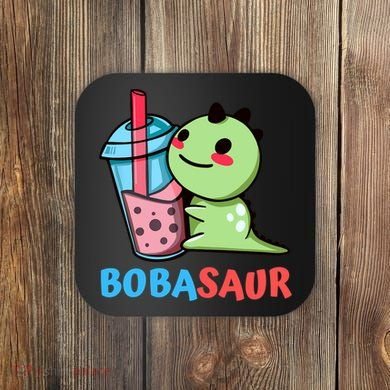 Bobasaur Bubble Tea Boba Dinosaur Kawaii Cute Dino Pun Coaster