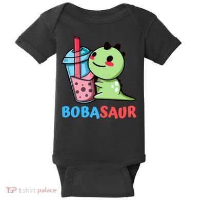 Bobasaur Bubble Tea Boba Dinosaur Kawaii Cute Dino Pun Baby Bodysuit