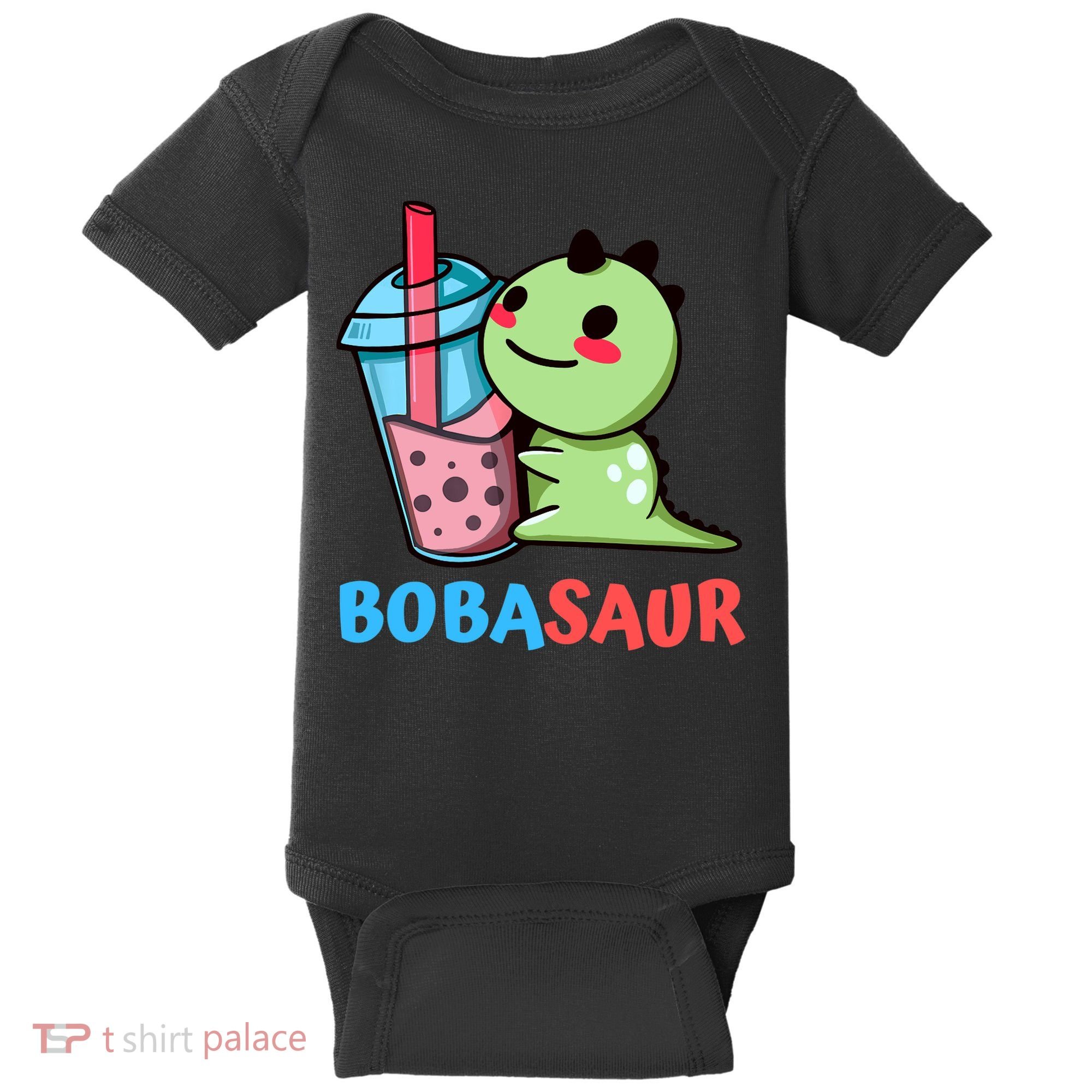Bobasaur Bubble Tea Boba Dinosaur Kawaii Cute Dino Pun Baby Bodysuit