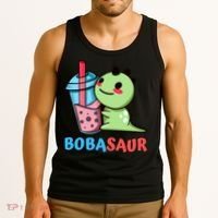Bobasaur Bubble Tea Boba Dinosaur Kawaii Cute Dino Pun Tank Top thumb 3