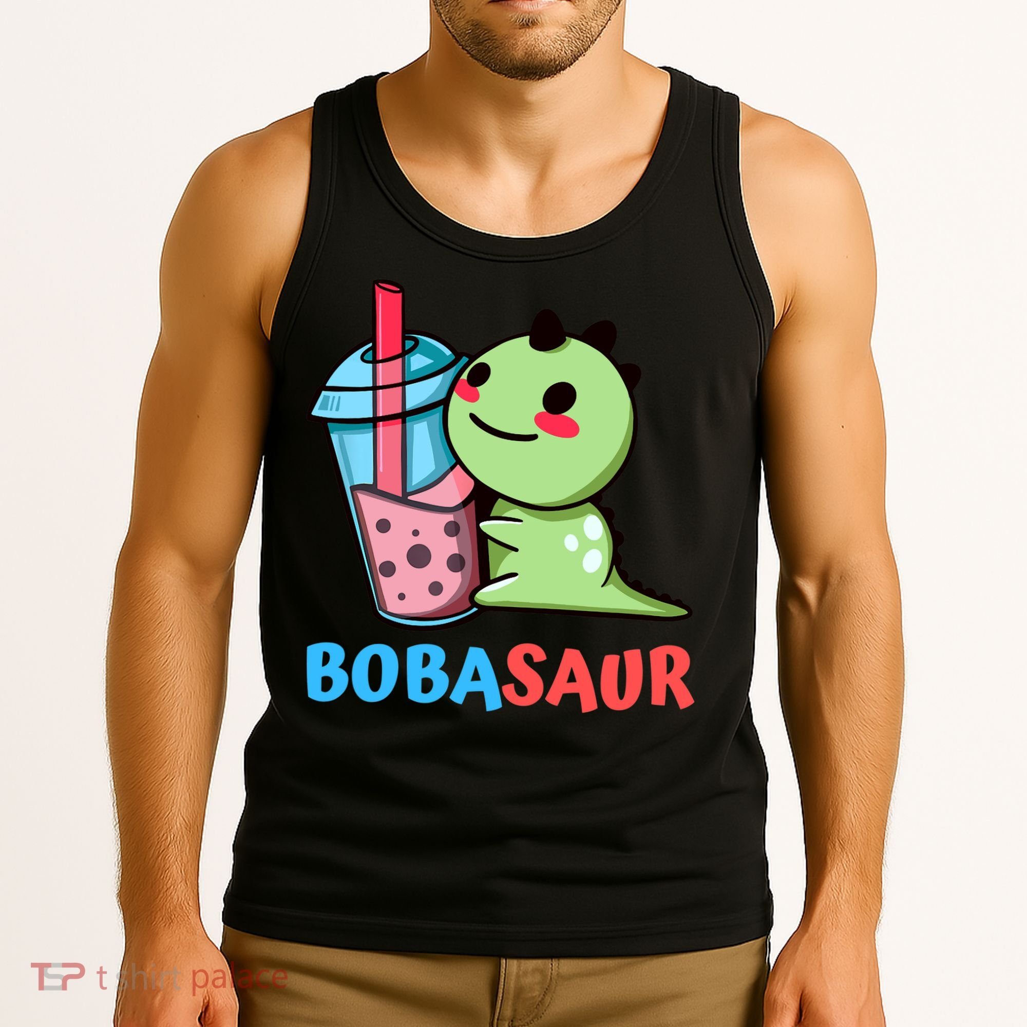 Bobasaur Bubble Tea Boba Dinosaur Kawaii Cute Dino Pun Tank Top