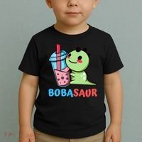 Bobasaur Bubble Tea Boba Dinosaur Kawaii Cute Dino Pun Toddler T-Shirt thumb 2