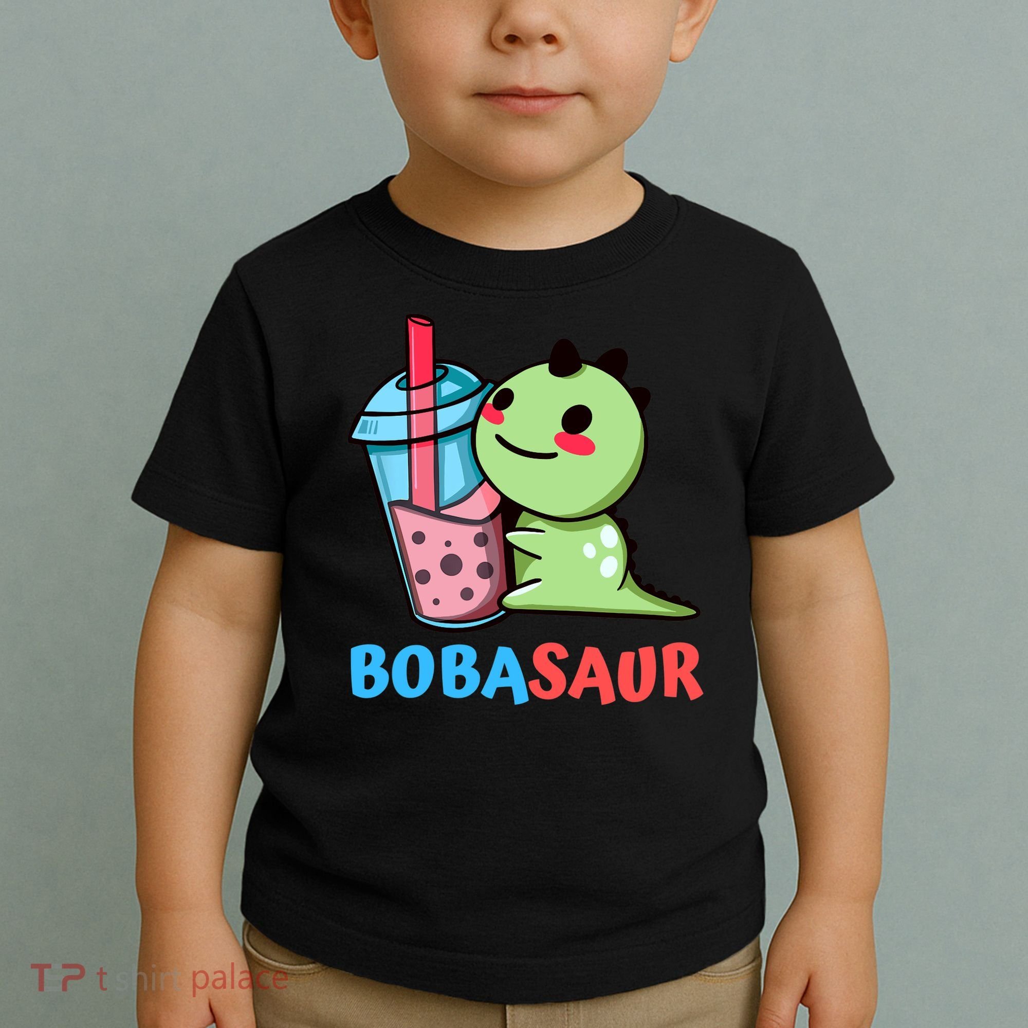 Bobasaur Bubble Tea Boba Dinosaur Kawaii Cute Dino Pun Toddler T-Shirt