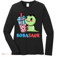 Bobasaur Bubble Tea Boba Dinosaur Kawaii Cute Dino Pun Women's Long Sleeve Shirt thumb 0