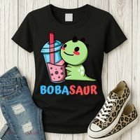 Bobasaur Bubble Tea Boba Dinosaur Kawaii Cute Dino Pun Women's T-Shirt thumb 3