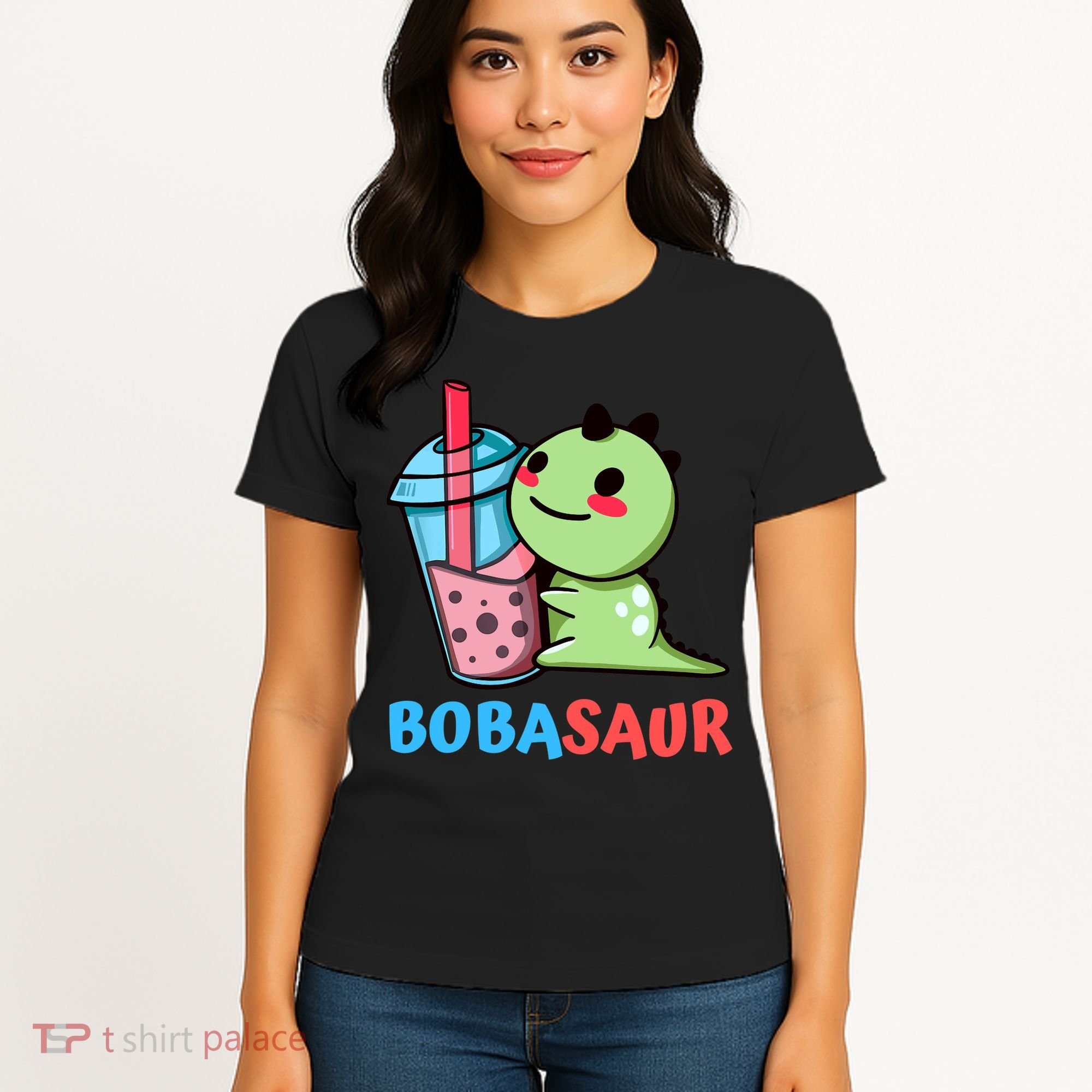 Bobasaur Bubble Tea Boba Dinosaur Kawaii Cute Dino Pun Women's T-Shirt
