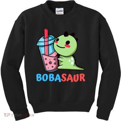 Bobasaur Bubble Tea Boba Dinosaur Kawaii Cute Dino Pun Kids Sweatshirt