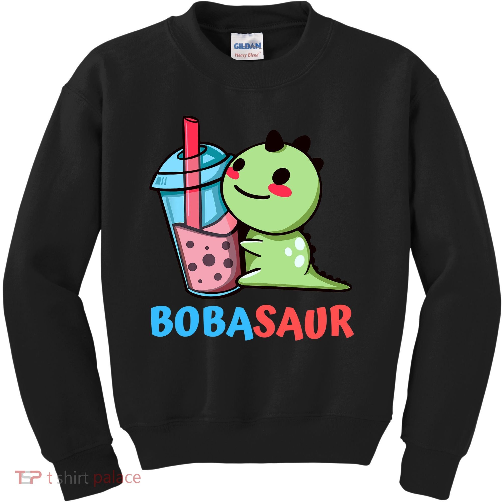 Bobasaur Bubble Tea Boba Dinosaur Kawaii Cute Dino Pun Kids Sweatshirt