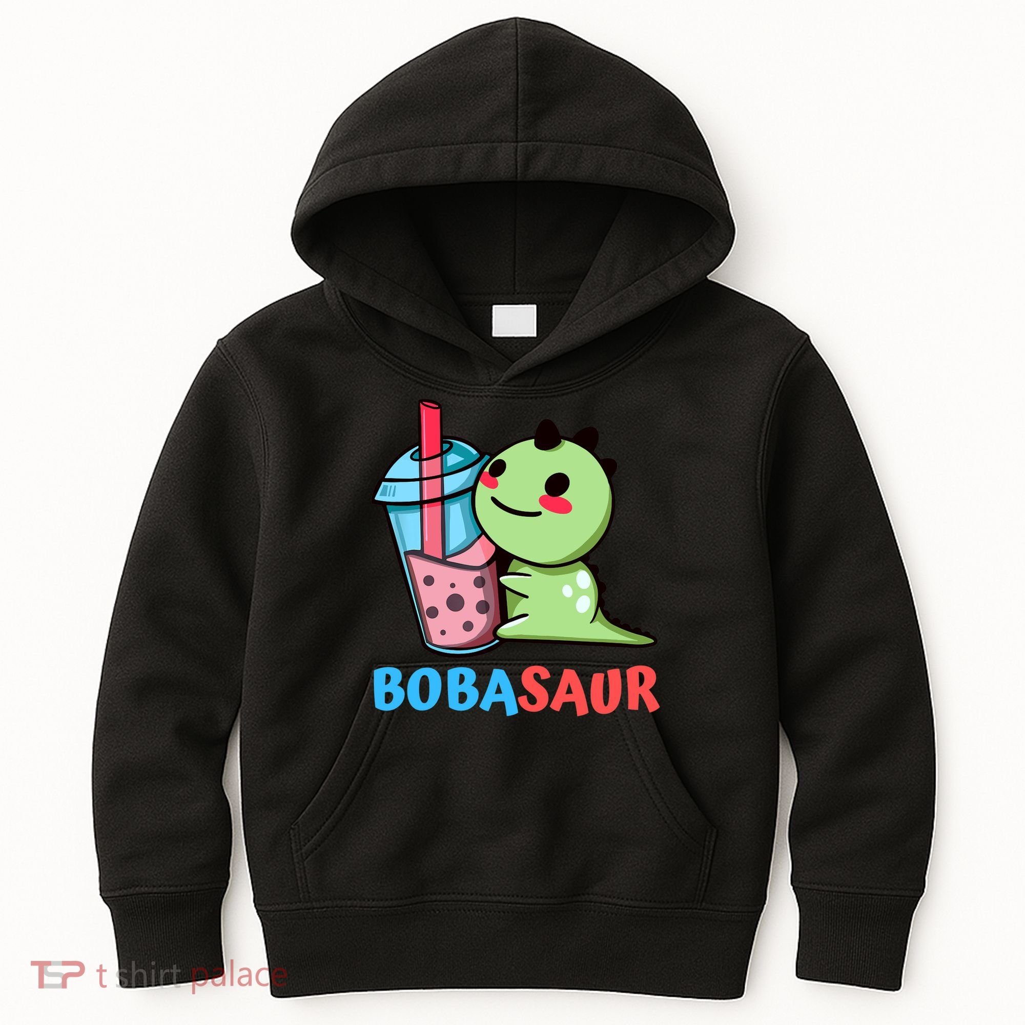 Bobasaur Bubble Tea Boba Dinosaur Kawaii Cute Dino Pun Kids Hoodie