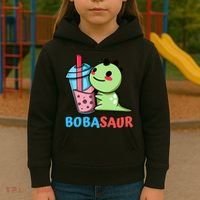 Bobasaur Bubble Tea Boba Dinosaur Kawaii Cute Dino Pun Kids Hoodie thumb 3