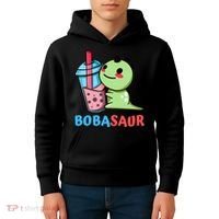 Bobasaur Bubble Tea Boba Dinosaur Kawaii Cute Dino Pun Kids Hoodie thumb 4