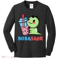 Bobasaur Bubble Tea Boba Dinosaur Kawaii Cute Dino Pun Kids Long Sleeve Shirt thumb 0