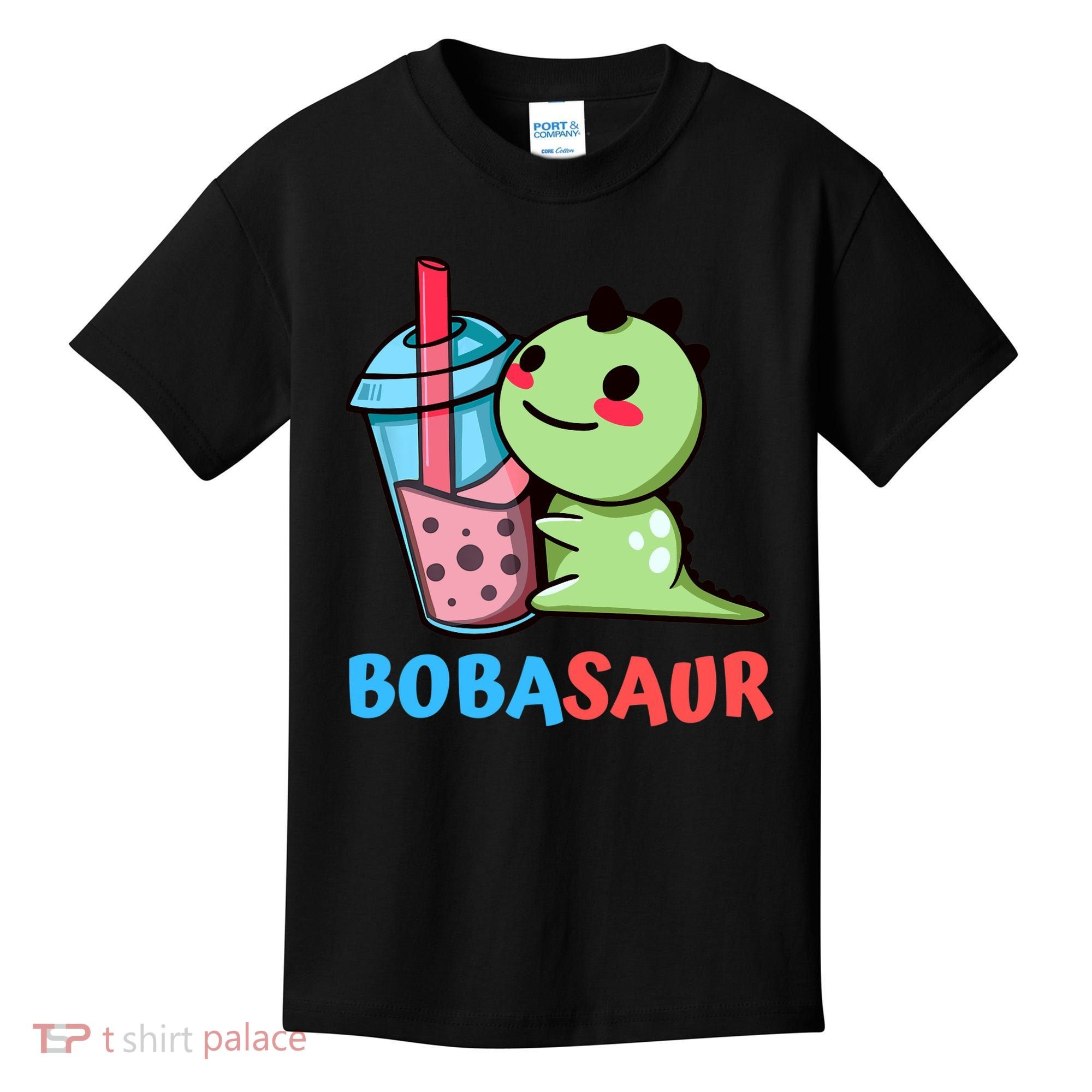 Bobasaur Bubble Tea Boba Dinosaur Kawaii Cute Dino Pun Kids T-Shirt