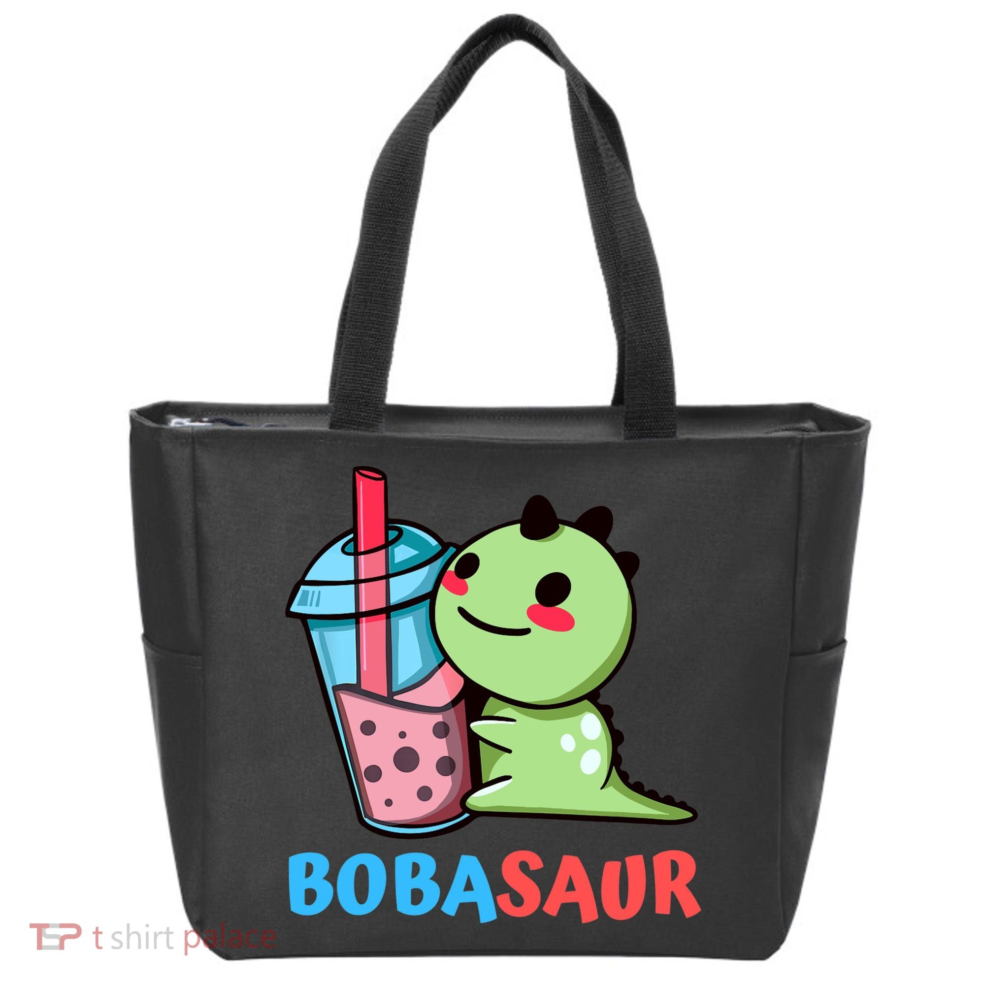 Bobasaur Bubble Tea Boba Dinosaur Kawaii Cute Dino Pun Tote Bag