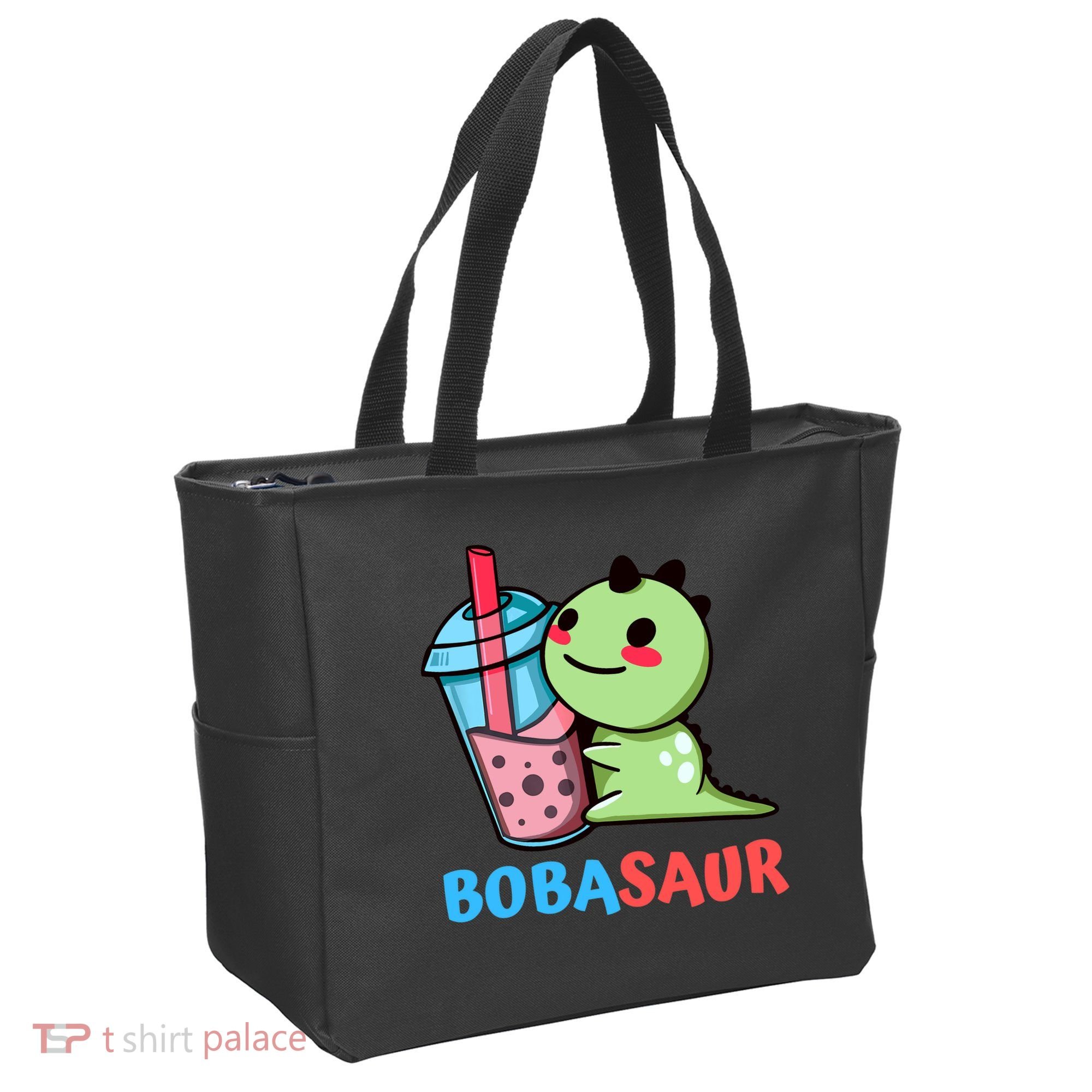 Bobasaur Bubble Tea Boba Dinosaur Kawaii Cute Dino Pun Tote Bag