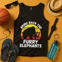 Bring Back The Furry Elephants Woolly Mammoth Funny Quote Tank Top thumb 4
